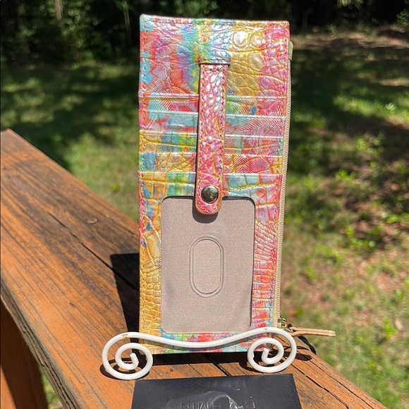 Brahmin Red and Pink Geometric Accents credit card holder - Picture 2 of 3